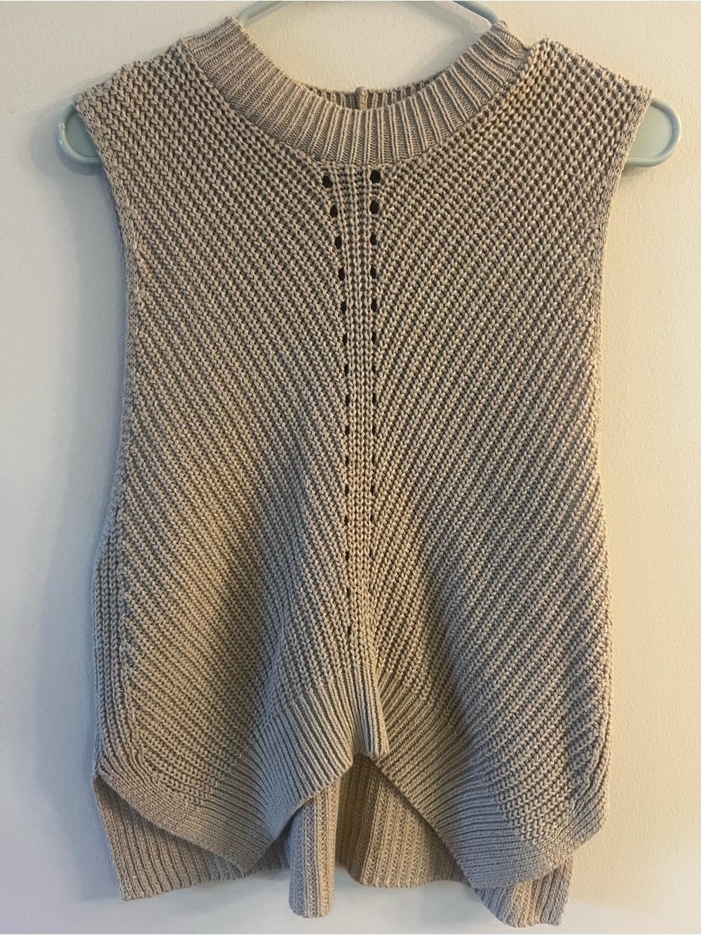Express Beige Cable Knit Sleeveless Vest